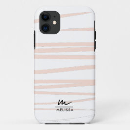 Modern Monogram Blush Pink Lines Abstracte kunst Case-Mate iPhone Case