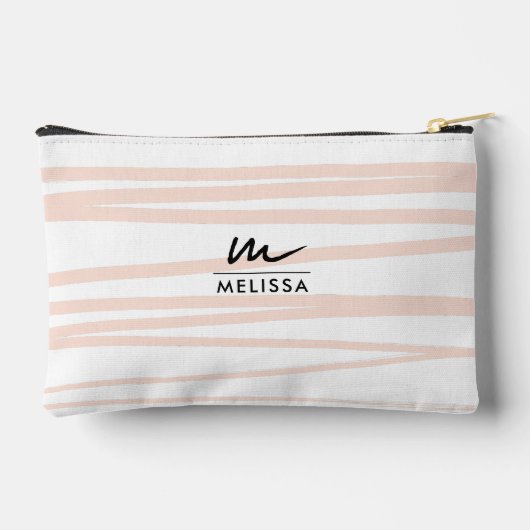 Modern Monogram Blush Pink Lines Abstracte kunst Etui (Achterkant)