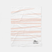 Modern Monogram Blush Pink Lines Abstracte kunst Fleece Deken (Voorkant)