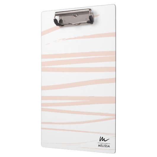 Modern Monogram Blush Pink Lines Abstracte kunst Klembord (Links)