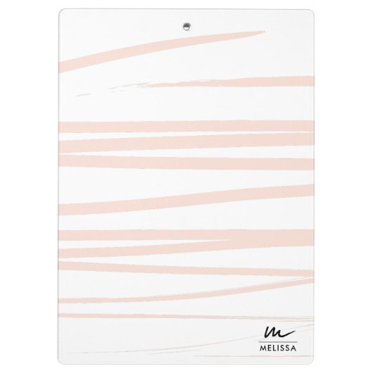 Modern Monogram Blush Pink Lines Abstracte kunst Klembord (Achterkant)