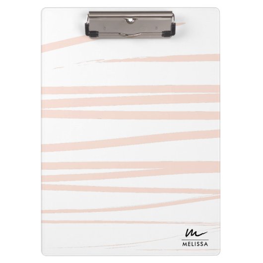 Modern Monogram Blush Pink Lines Abstracte kunst Klembord (Voorkant)