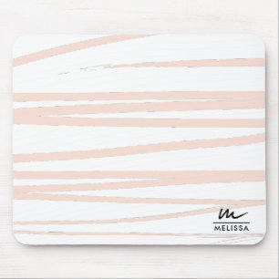 Modern Monogram Blush Pink Lines Abstracte kunst Muismat