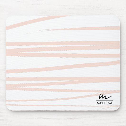 Modern Monogram Blush Pink Lines Abstracte kunst Muismat (Voorkant)