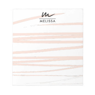 Modern Monogram Blush Pink Lines Abstracte kunst Notitieblok