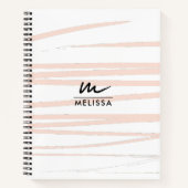 Modern Monogram Blush Pink Lines Abstracte kunst Notitieboek (Voorkant)