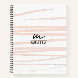 Modern Monogram Blush Pink Lines Abstracte kunst Notitieboek