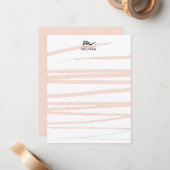 Modern Monogram Blush Pink Lines Abstracte kunst Notitiekaartje (Voorkant / Achterkant in situ)