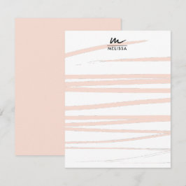 Modern Monogram Blush Pink Lines Abstracte kunst Notitiekaartje