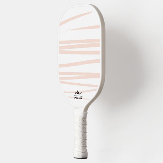 Modern Monogram Blush Pink Lines Abstracte kunst Pickleball Paddle (Links)