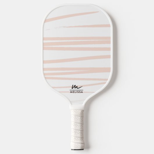 Modern Monogram Blush Pink Lines Abstracte kunst Pickleball Paddle (Voorkant)