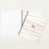 Modern Monogram Blush Pink Lines Abstracte kunst Planner (Display)