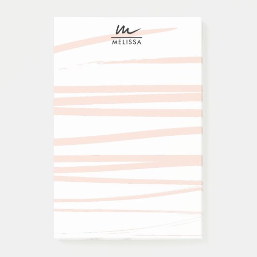 Modern Monogram Blush Pink Lines Abstracte kunst Post-it® Notes (Voorkant)