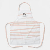 Modern Monogram Blush Pink Lines Abstracte kunst Schort (Voorkant)