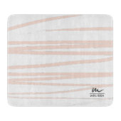 Modern Monogram Blush Pink Lines Abstracte kunst Snijplank (Voorkant)