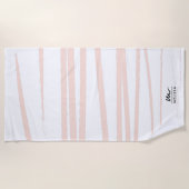 Modern Monogram Blush Pink Lines Abstracte kunst Strandlaken (Voorkant)
