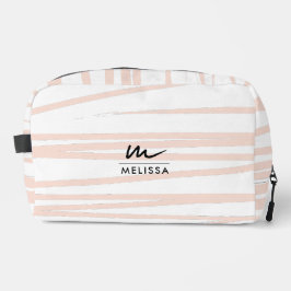 Modern Monogram Blush Pink Lines Abstracte kunst Toilettasje