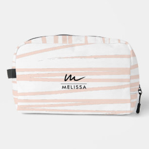 Modern Monogram Blush Pink Lines Abstracte kunst Toilettasje