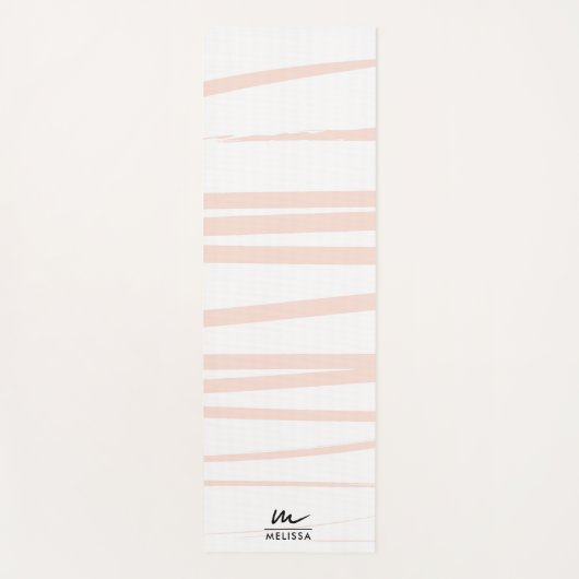 Modern Monogram Blush Pink Lines Abstracte kunst Yogamat (Voorkant)