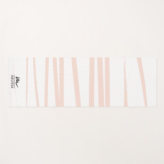 Modern Monogram Blush Pink Lines Abstracte kunst Yogamat (Voorkant (horizontaal))