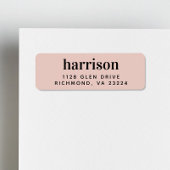 Modern Monogram Blush Pink Retouradres Etiket