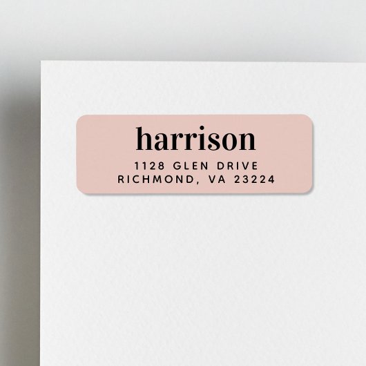 Modern Monogram Blush Pink Retouradres Etiket