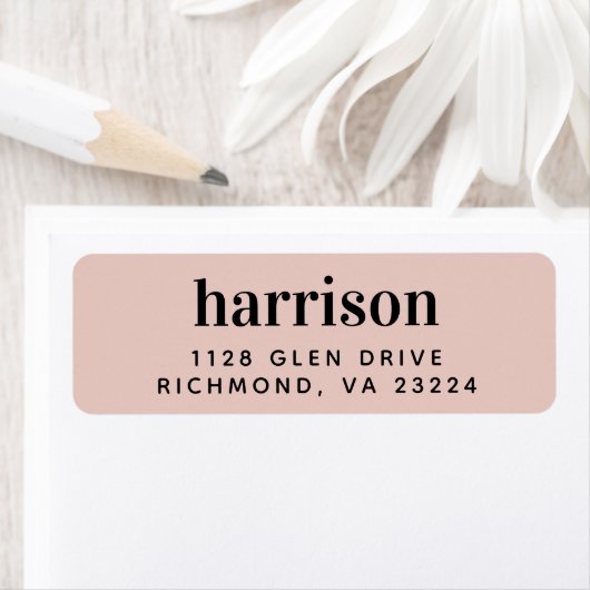 Modern Monogram Blush Pink Retouradres Etiket (Insitu)