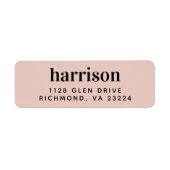 Modern Monogram Blush Pink Retouradres Etiket (Voorkant)