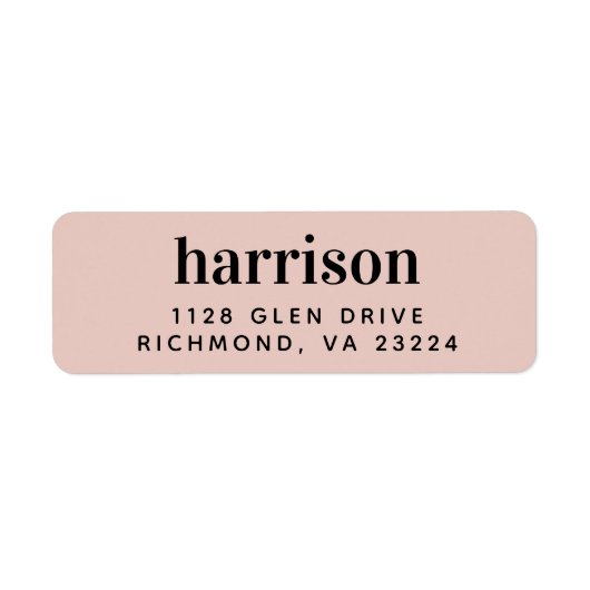 Modern Monogram Blush Pink Retouradres Etiket (Voorkant)