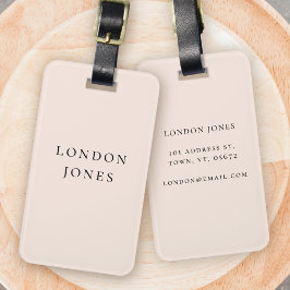 Modern Monogram Blush Roze Eenvoudig Gepersonalise Bagagelabel