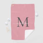 Modern Monogram Blush Roze Grijs Girly Chic Script Golfhanddoek (Insitu)