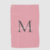 Modern Monogram Blush Roze Grijs Girly Chic Script Golfhanddoek (Voorkant)