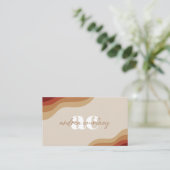 Modern Monogram Boho beige Terracotta Wavy Line QR Visitekaartje (Staand voorkant)