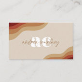Modern Monogram Boho beige Terracotta Wavy Line QR Visitekaartje (Voorkant)