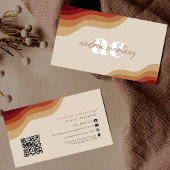 Modern Monogram Boho beige Terracotta Wavy Line QR Visitekaartje