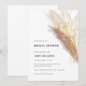 Modern Monogram Boho Roze Gouden Pampas Gras Kaart (Voorkant / Achterkant)