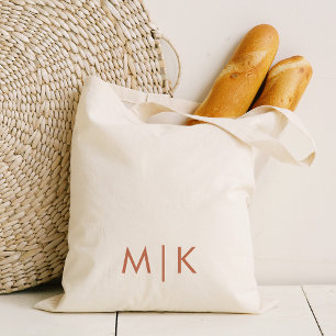 Modern Monogram Boho Terracotta Tekst Tote Bag
