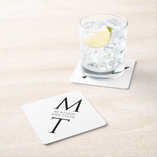 Modern Monogram Bold Zwart Initialen Kartonnen Onderzetters (Insitu)