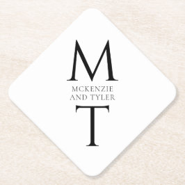 Modern Monogram Bold Zwart Initialen Kartonnen Onderzetters