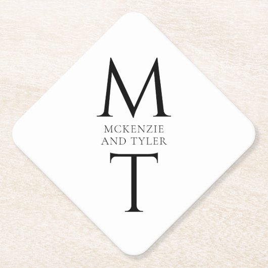 Modern Monogram Bold Zwart Initialen Kartonnen Onderzetters (Voorkant)