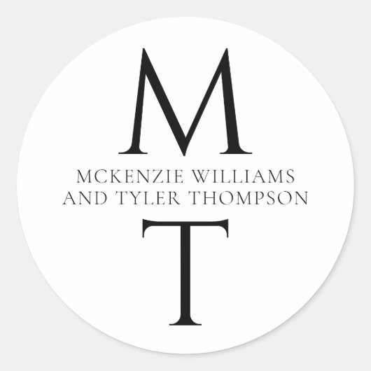 Modern Monogram Bold Zwart Initialen Ronde Sticker (Voorkant)
