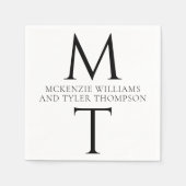 Modern Monogram Bold Zwart Initialen Servet (Voorkant)