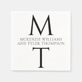 Modern Monogram Bold Zwart Initialen Servet