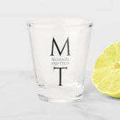 Modern Monogram Bold Zwart Initialen Shot Glas (Voorkant)