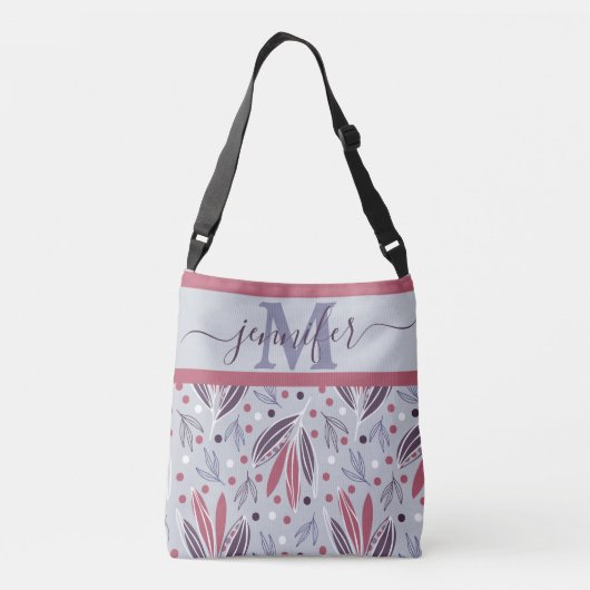 Modern Monogram Botanisch Patroon Crossbody Tas (Achterkant)