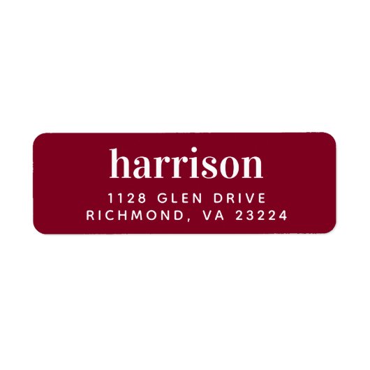 Modern Monogram Bourgogne Rood Retouradres Etiket (Voorkant)