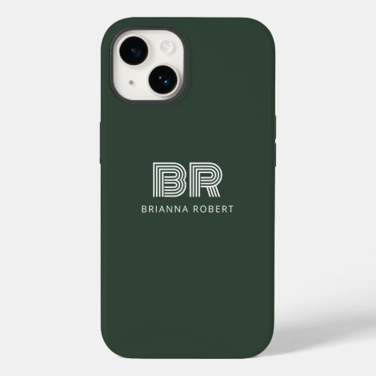 Modern Monogram Branding Logo Stijlvol Bos Groen Case-Mate iPhone Case (Achterkant)