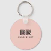 Modern Monogram Branding Logo Stijlvol Trendy Roze Sleutelhanger (Achterkant)