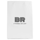 Modern Monogram Branding Logo Stijlvol Wit Medium Cadeauzakje (Voorkant)