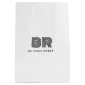 Modern Monogram Branding Logo Stijlvol Wit Medium Cadeauzakje (Achterkant)